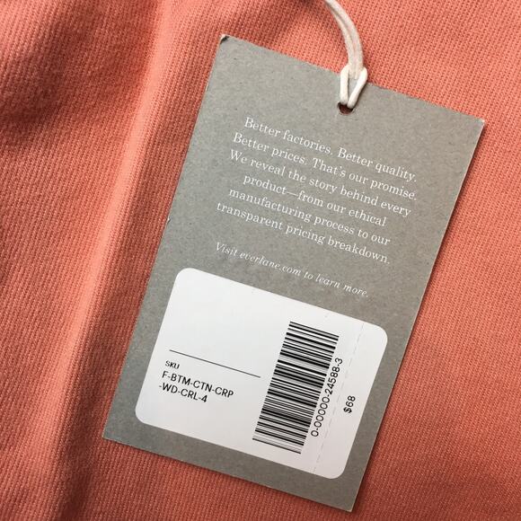 NWT Everlane The Wide-Leg Crop Pant in Coral/Salmon Pink Size 4 - Picture 5 of 8